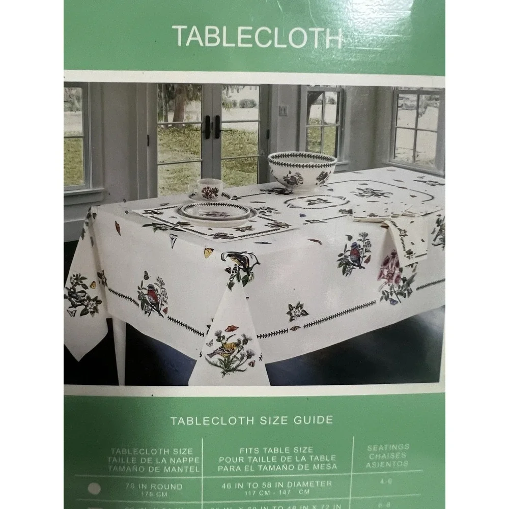 PORTMEIRION BOTANIC GARDEN Birds Cream Tablecloth 70